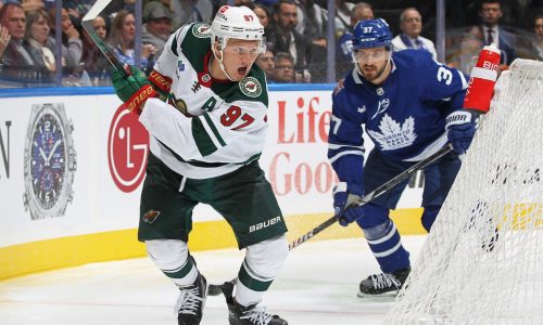 ‘Banged up’ Kirill Kaprizov misses practice, but Wild hold off on calling up a forward