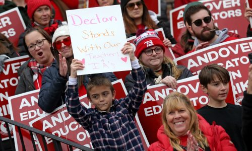 Andover teachers go on strike, rally for better pay, more prep time