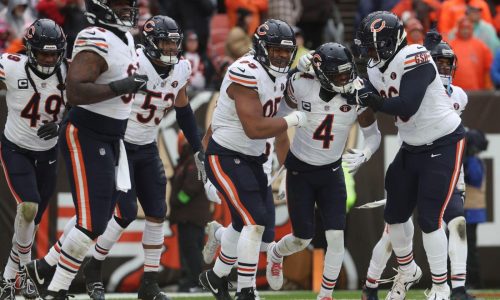 Chicago Bears safety Eddie Jackson is recognized as the 2023 Jeff Dickerson Good Guy Award winner