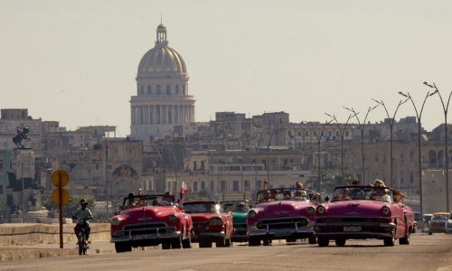 American classic cars take over the streets of Havana in annual rally