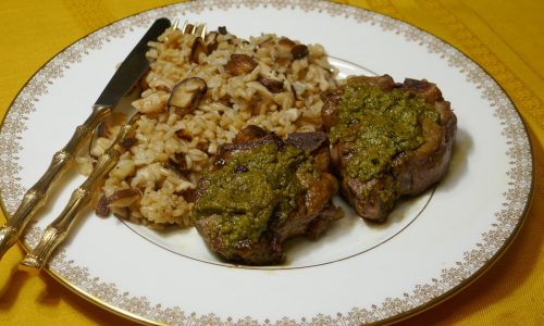 Quick Fix: Pesto Lamb with Wild Mushroom Rice