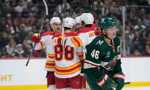 Missing most of their firepower, Wild fall to Calgary 3-1