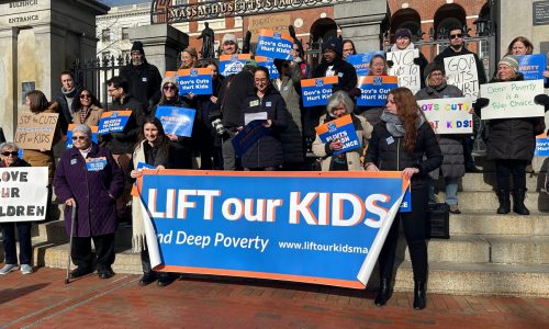 Advocates rally against Gov. Maura  Healey’s budget cut to cash benefit program