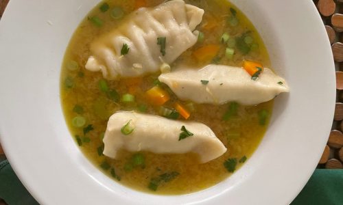 Recipe: This hearty soup is made with frozen potstickers
