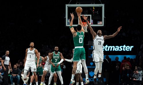 Jayson Tatum scores 41, Celtics hold off late Nets rally without Kristaps Porzingis