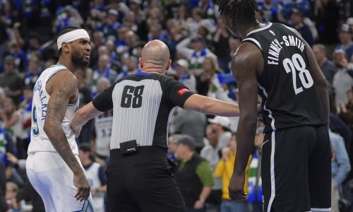 Timberwolves victory over Brooklyn ends in mid-court scuffle
