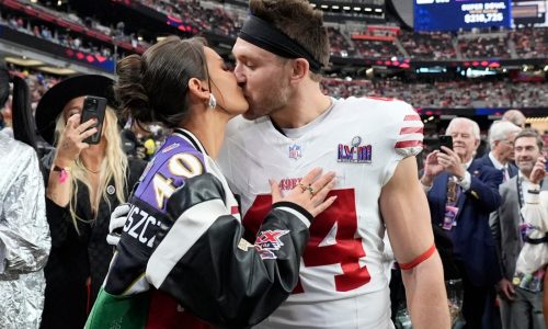 Kristin Juszczyk dressed to win Super Bowl, while Taylor Swift brought bling and kiss ‘seen round the world’