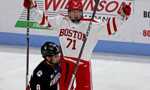 Boston University tops Northeastern, 4-2, to advance to the Hockey East semifinals