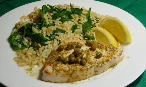 Quick Fix: Rosemary, lemon, garlic swordfish with spinach orzo