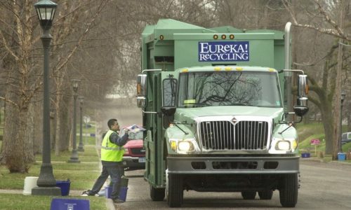 Recycling truck dumps smoldering load on Summit Avenue. A lithium battery was likely to blame.