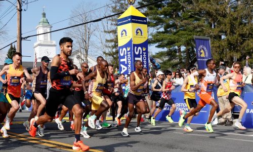 The field is off for the 128th Boston Marathon. But first, a celebration of a century in Hopkinton