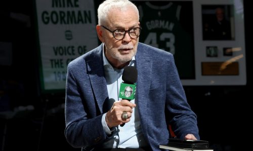 Celtics voice Mike Gorman gets emotional in final regular season game