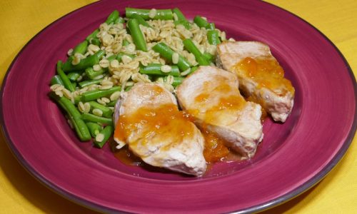 Quick Fix: Sweet and Tangy Sauced Pork Tenderloin with Green Beans and Barley