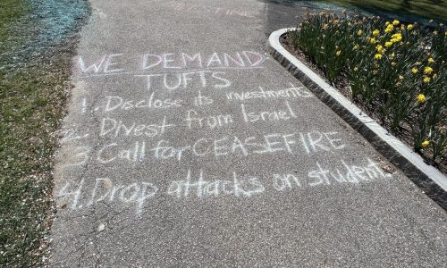 Tufts University tagged with pro-Palestinian messages as protesters call for divestment from Israel