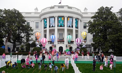 White House Easter egg roll draws a huge crowd after storm-delayed start