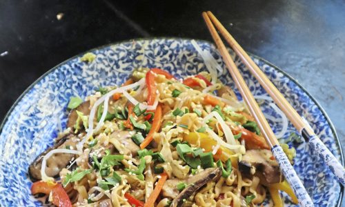 Mushroom Chow Mein bursting with umami flavor