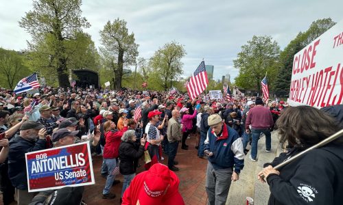 Conservative radio host blasts Massachusetts Democrats and migrant shelter policy at State House rally