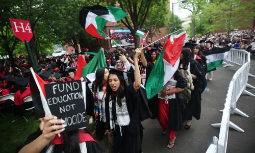 Hundreds of Harvard grads walk out of Commencement