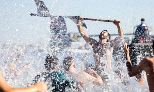 The iconic Greasy Pole contest in Gloucester kicks off