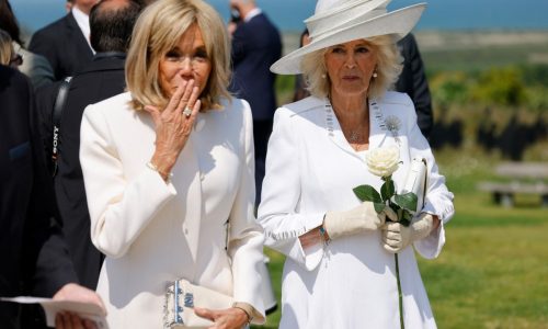Queen Camilla tries to avoid holding hands with Brigitte Macron at D-Day memorial