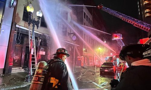 Fire rips through former historic Jacob Wirth building