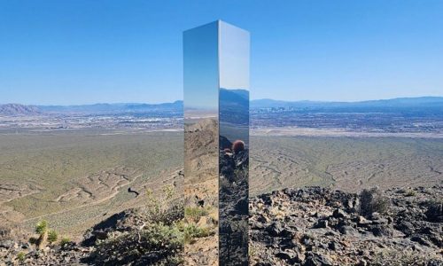 Shiny monolith removed from mountains outside Las Vegas. How it got there is still a mystery