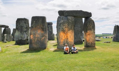 Climate protesters arrested over spraying orange paint on Stonehenge monument