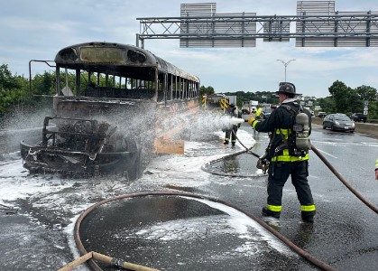 School bus with Boston students goes up in flames, 4 students taken to hospital for smoke inhalation