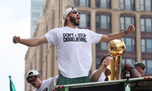 Celtics notebook: Jayson Tatum takes swipe at Miami Heat before world championship parade