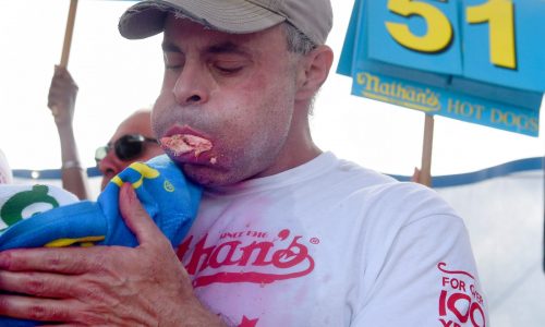 Massachusetts man Geoffrey Esper gets second place in Nathan’s Hot Dog Eating Contest