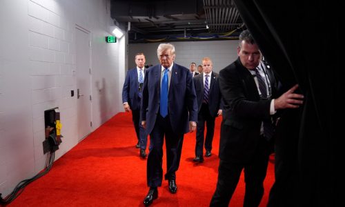 The stepped-up security around Trump is apparent, with agents walling him off from RNC crowds