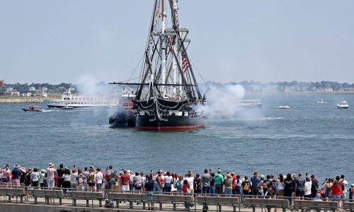 The USS Constitution’s annual turnaround in Boston Harbor, 21-gun salute: Photos