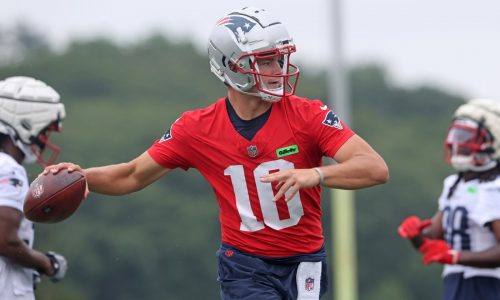 Patriots training camp Day 1: Drake Maye launches long TD, starting wide receiver sits late