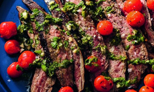 Summer tomato recipe: Balsamic skirt steak with chimichurri and blistered tomatoes