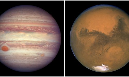 Mars and Jupiter get chummy in the night sky