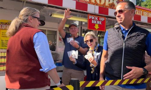 It’s a pork chop on a stick and a vanilla shake for Tim Walz at the Minnesota State Fair