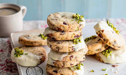 Great British Baking Show recipe: White chocolate, pistachio and cranberry shortbread cookies