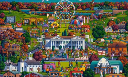 Artwork and puzzle featuring Cottage Grove landmarks unveiled