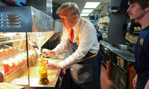 Trump ‘works’ a closed McDonald’s drive-thru in clear attempt to troll Harris