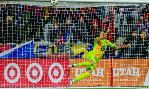 Loons goalkeeper Dayne St. Clair uses dark arts during penalty kicks in MLS Cup Playoffs