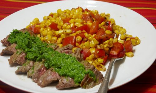Quick Fix: Mexican Chimichurri Skirt Steak with Hot Pepper Corn