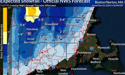 Massachusetts snow forecast: 2 to 5 inches of snow in spots, sparking ‘difficult travel’