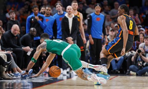 Jayson Tatum ‘bruised’ after fall into stands in Celtics’ loss to Thunder