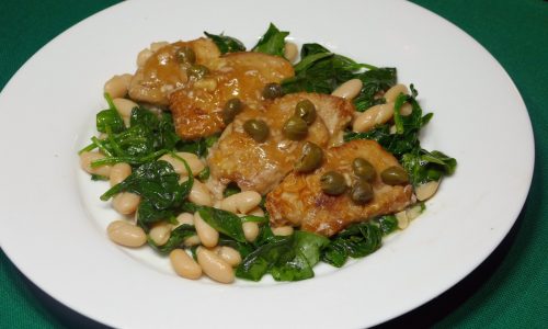 Simple, sensational Pork Piccata with Steamed Spinach