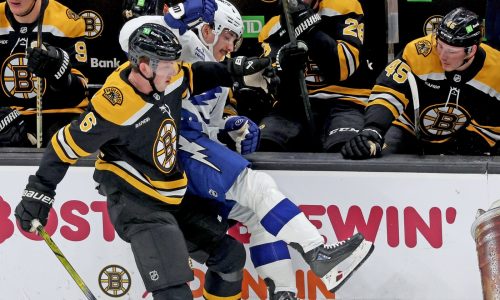 Bruins notebook: Mason Lohrei hoping to get most out of crash course