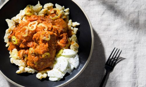 Use two types of paprika for the best Hungarian chicken paprikash