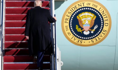 Trump tours Boeing plane to highlight aircraft maker’s delay in delivering a new Air Force One