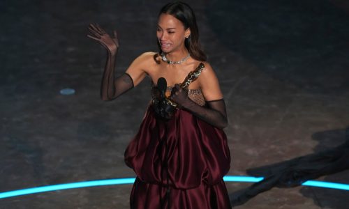 Zoe Saldaña wins first Oscar, sweeping awards season as best supporting actress in ‘Emilia Pérez’