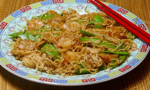 Shrimp Lo Mein on the table in minutes