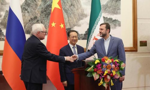 China, Russia and Iran call for end to US sanctions on Iran and the restart of nuclear talks